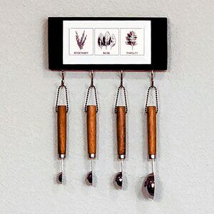 HANGING KITCHEN UTENSIL SET -- MEASURING SPOONS 8 IN X 12 IN